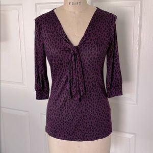Leopard print blouse with slight puff sleeve